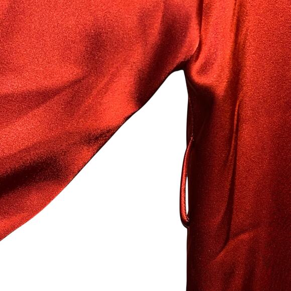 Nanushka Rust Red Satin Midi Dress Long Sleeve Mock Neck Minimalist Size M - Picture 6 of 12